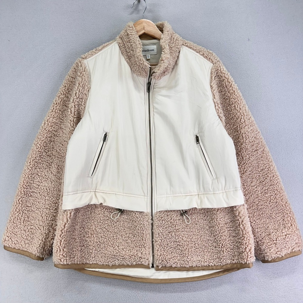 Heartloom Sherpa Jacket Womens M Beige Full Zip Warm Adjustable